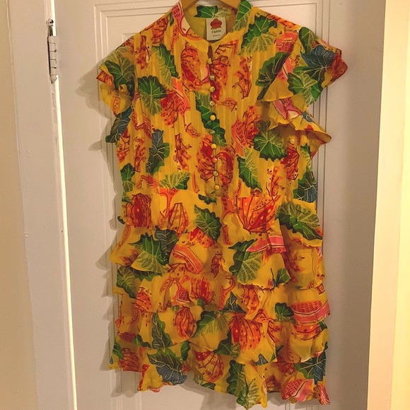 Farm Rio Yellow Beaks and Banana Tiered Ruffle Dress - Picture 3 of 12